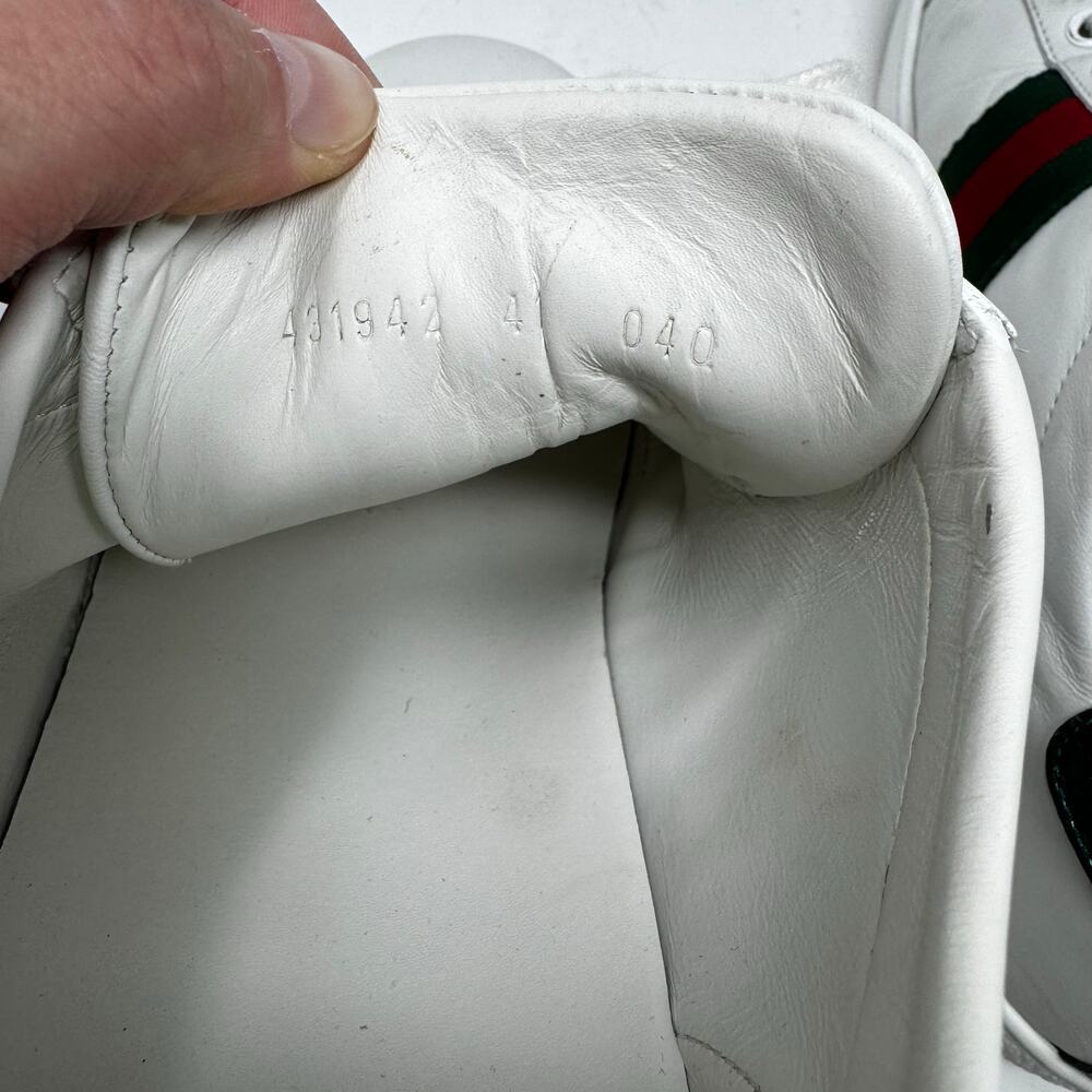 Gucci Ace Bee Sneakers White Leather Low Top EU 41 - Picture 10 of 11